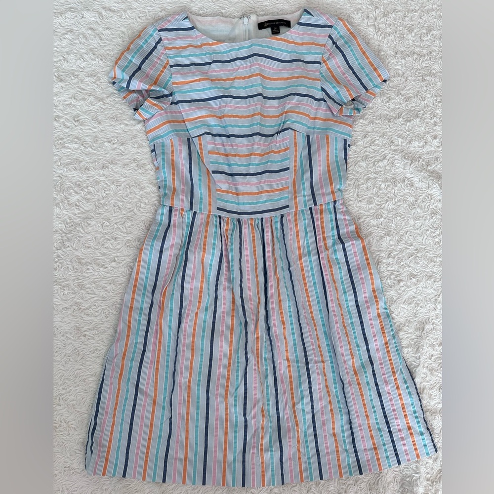 Brooks Brothers Size 2 Petite Multicolored Striped Preppy Summer Dress